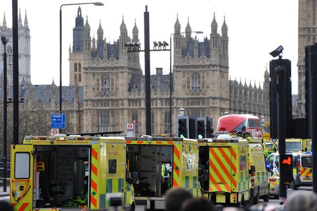 Emergency services near the Houses of Parliament on Wednesday