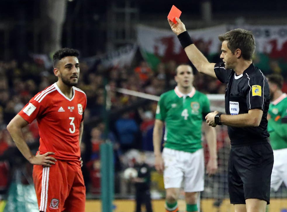 Neil Taylor was shown red for a horrific challenge on Seamus Coleman