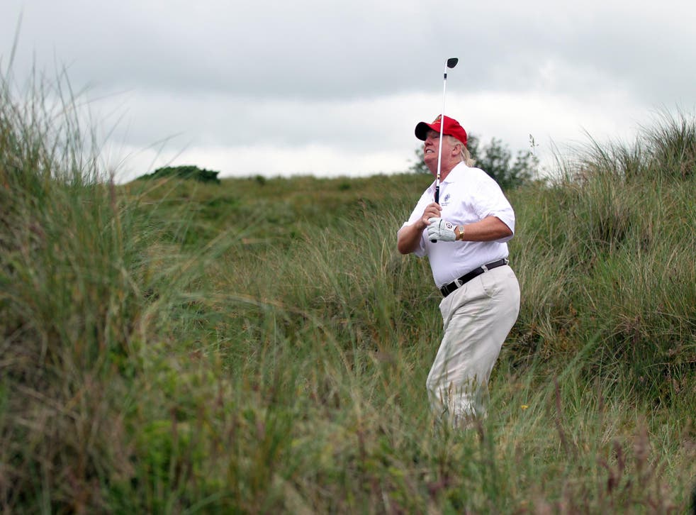 Donald Trump plays golf in Balmedie, Scotland