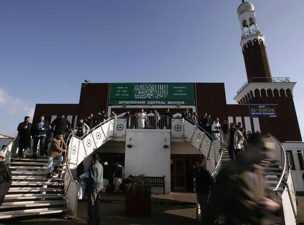 Muslims leave Birmingham Central Mosque after friday prayers