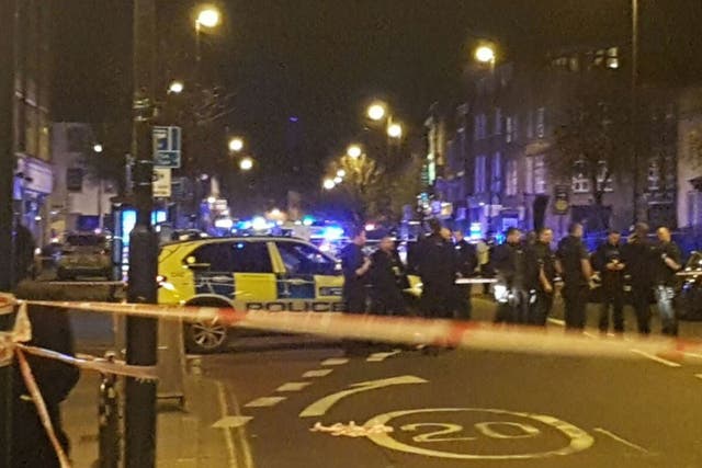 Police were called at approximately 22:55hrs on Saturday night to reports of a car in collision with a number of people in Essex Road, north London
