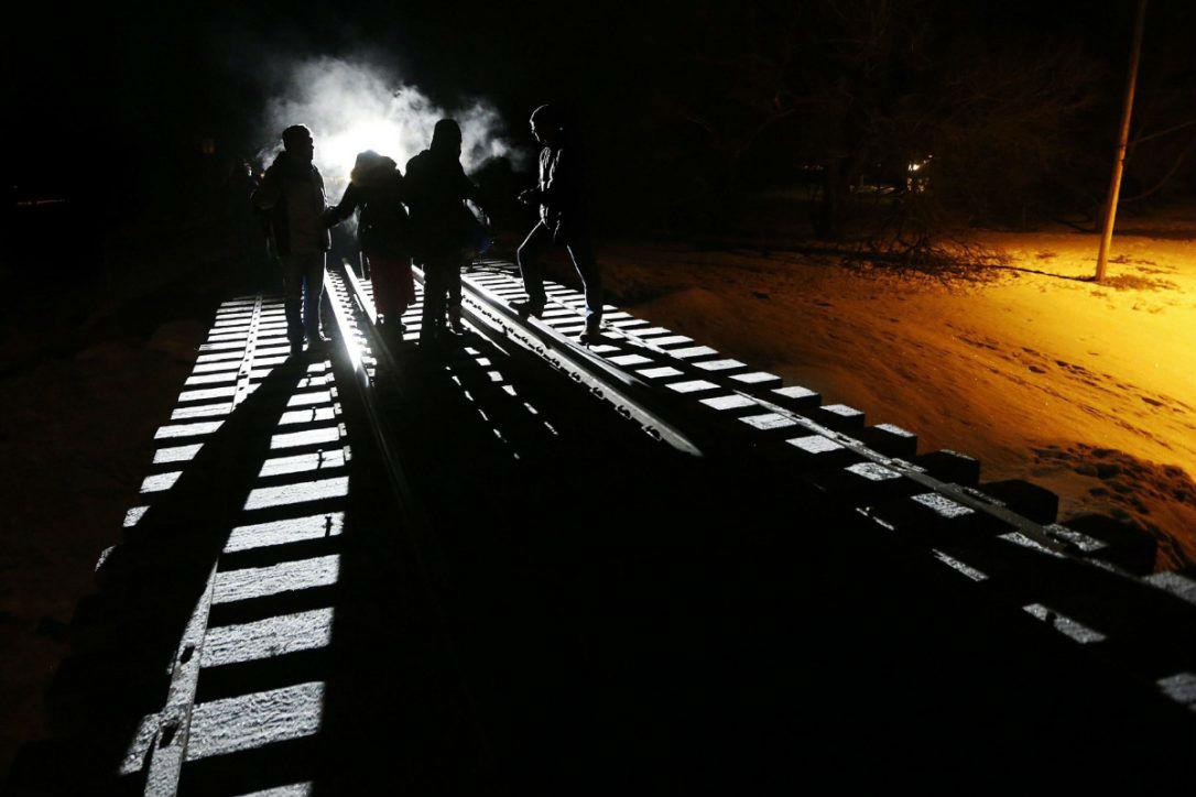 People are crossing in temperatures that plunge to -30C