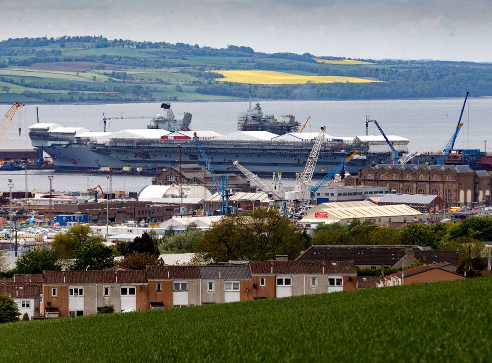 The HMS Queen Elizabeth under construction in Rosyth dockyard in Scotland