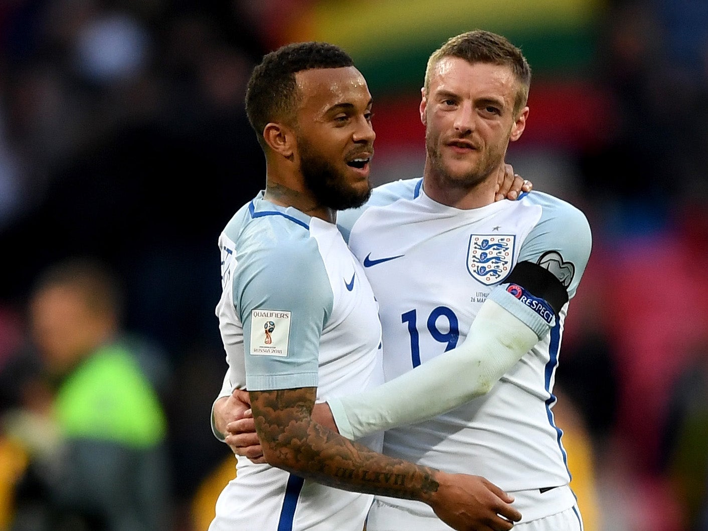 Vardy's black eye was very noticeable at Wembley