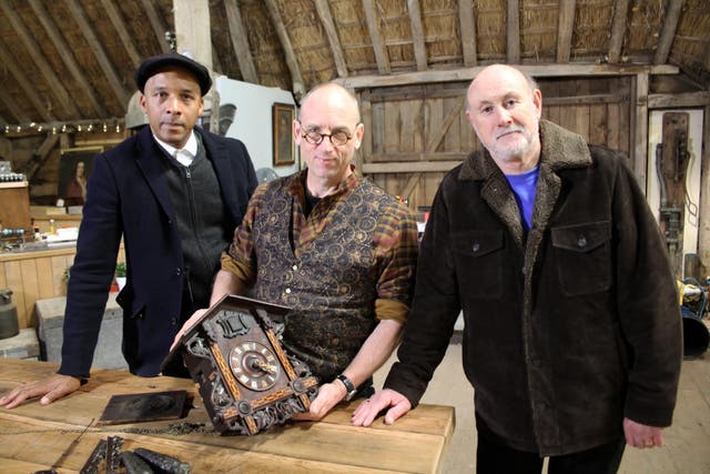 Furniture restorer Jay Blades, horologist Steven Fletcher and cuckoo clock owner Ian Macfadyen show the love to all things aged in BBC2’s ‘The Repair Shop’