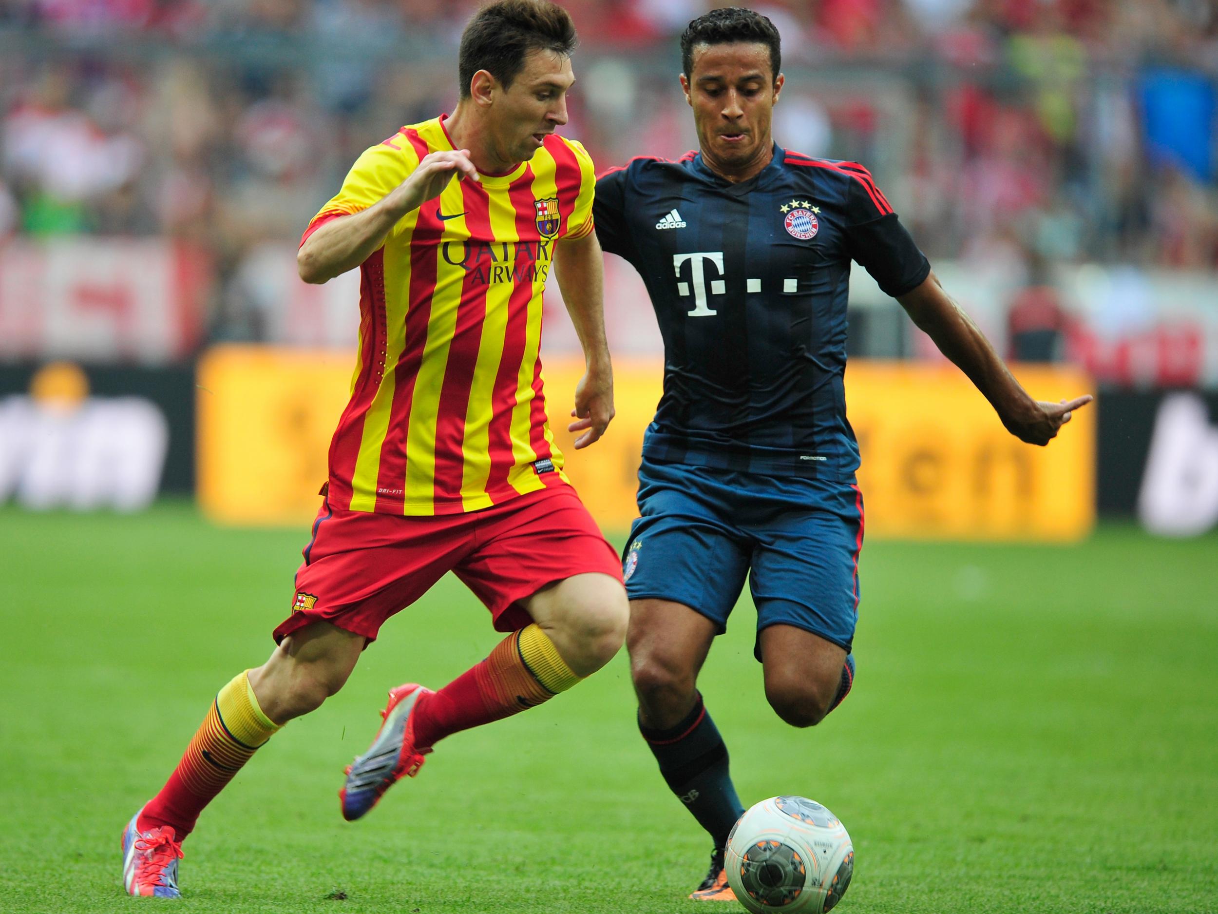 Thiago in action against his former team, Barcelona