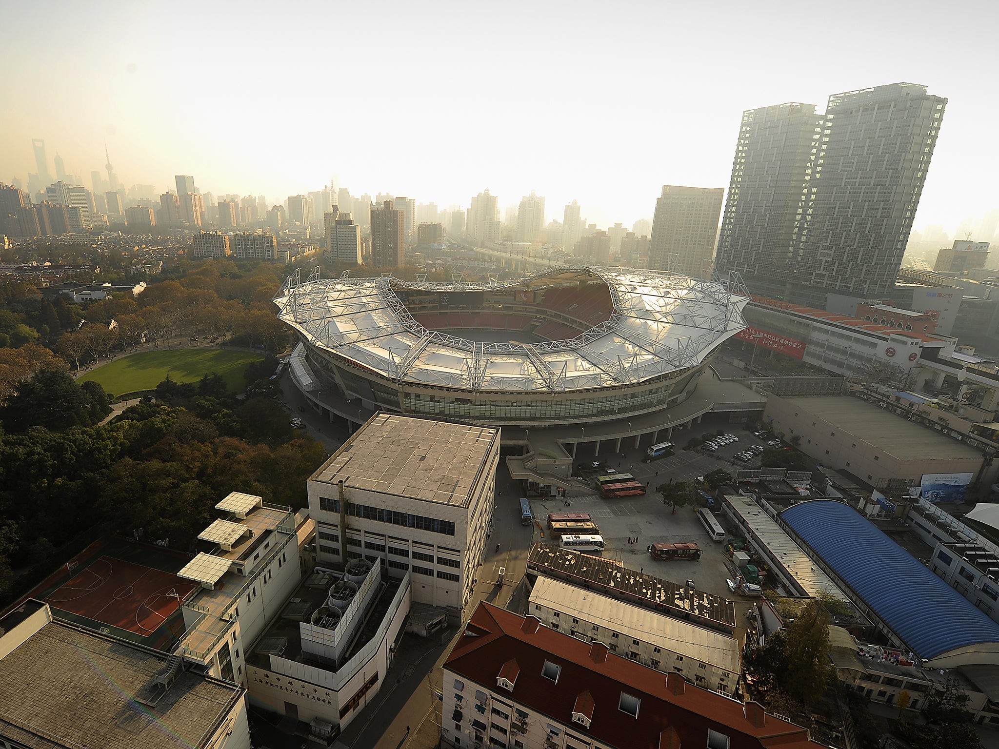 A view of the Hongkou Stadium where Shanghai Shenhua Football Club
