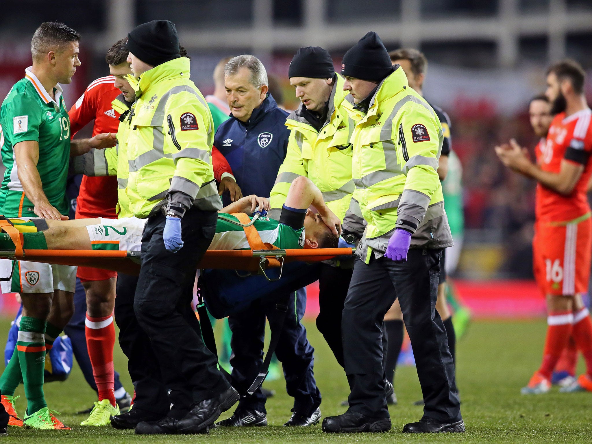 Coleman received oxygen following Taylor's challenge before being stretchered off