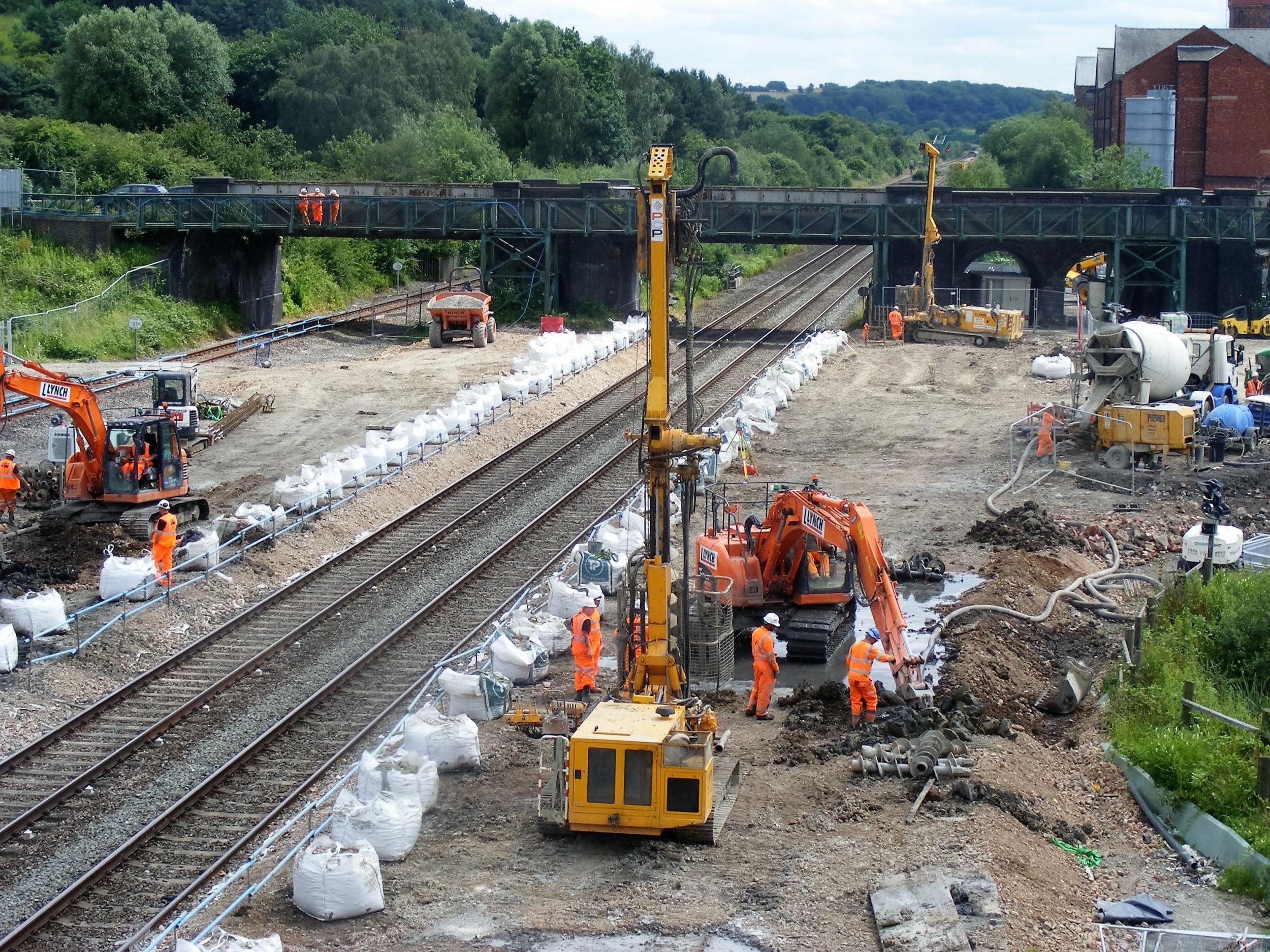 &#13;
On track: workers start excavations for the new Ilkeston station, set to reopen after half a century&#13;