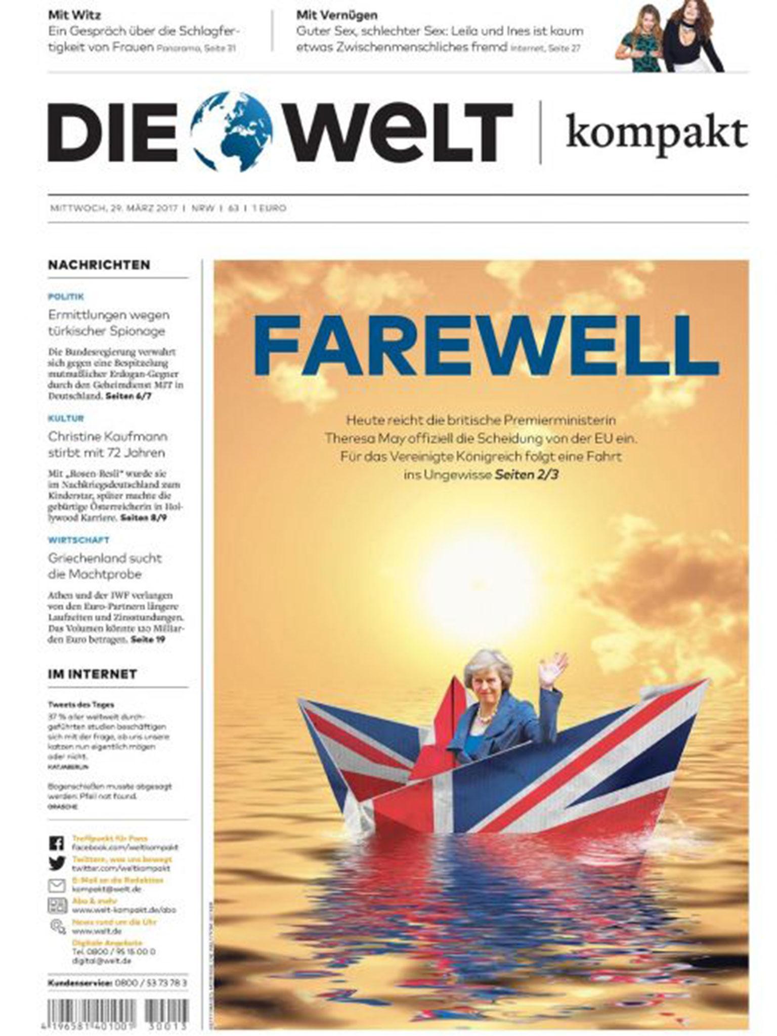 Die Welt Kompakt's front page as Article 50 is triggered on 29 March