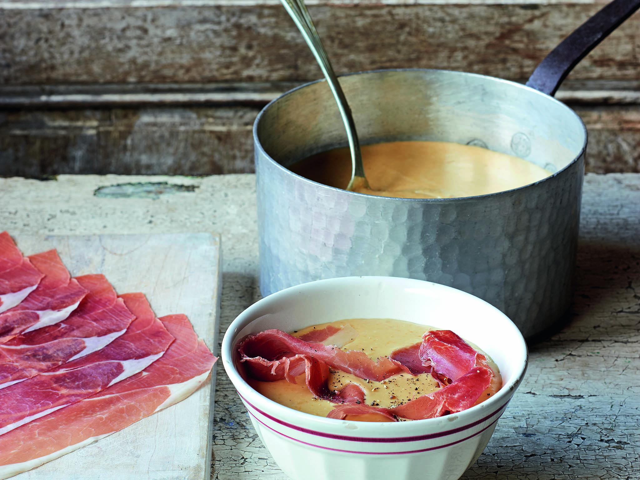 Soak the split peas the day before making this soup, then serve it topped with Bayonne ham