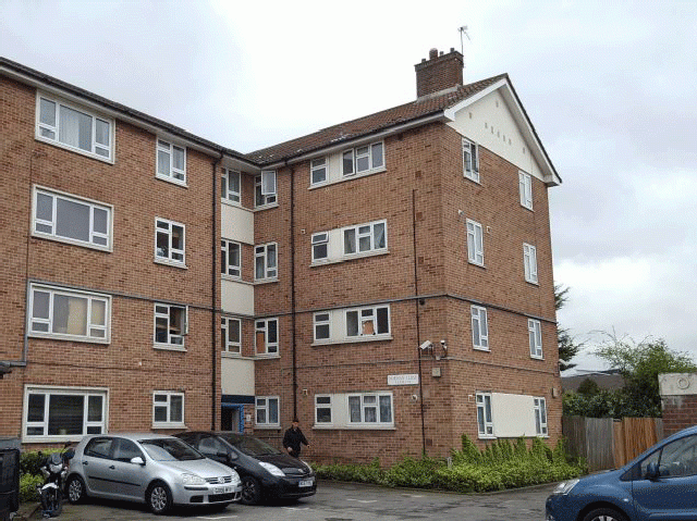 A general view of a block of flats in Wood Green, north London, where a man died after he was attacked by his dog