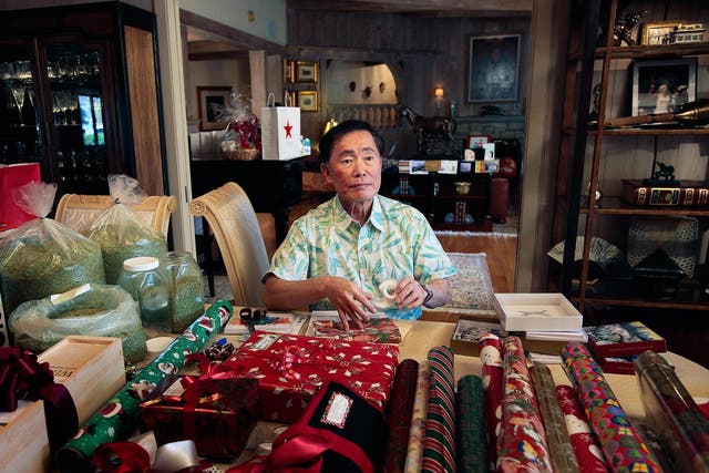Actor George Takei pictured in his LA home