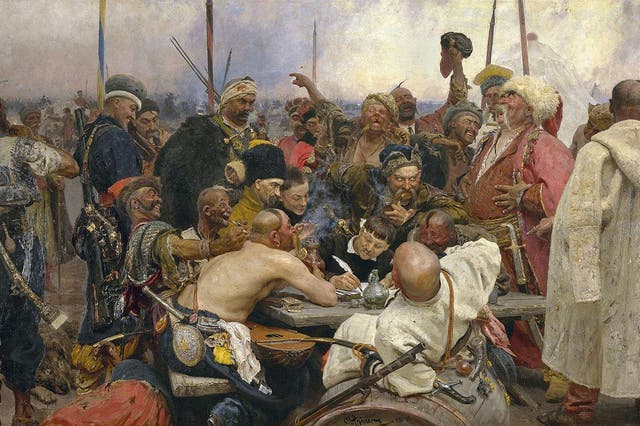 Ilya Repin’s painting of the Zaporozhian Cossacks’ missive to Sultan Mehmed IV (1880-91). But will Sir Tim Barrow’s journey to Brussels last week get a similar treatment one day?