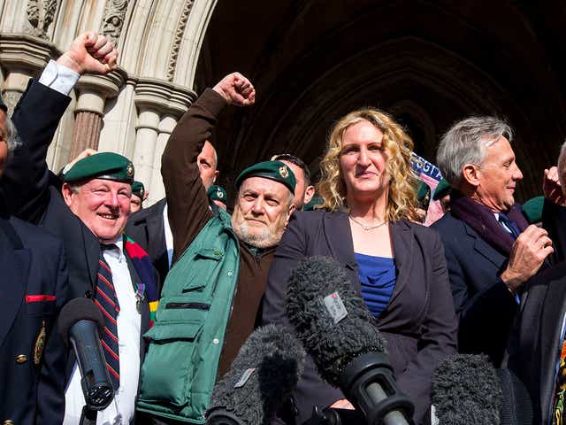 Claire Blackman, wife of Alexandra Blackman, celebrates outside the High Court after Alexander Blackman's appeal was successful