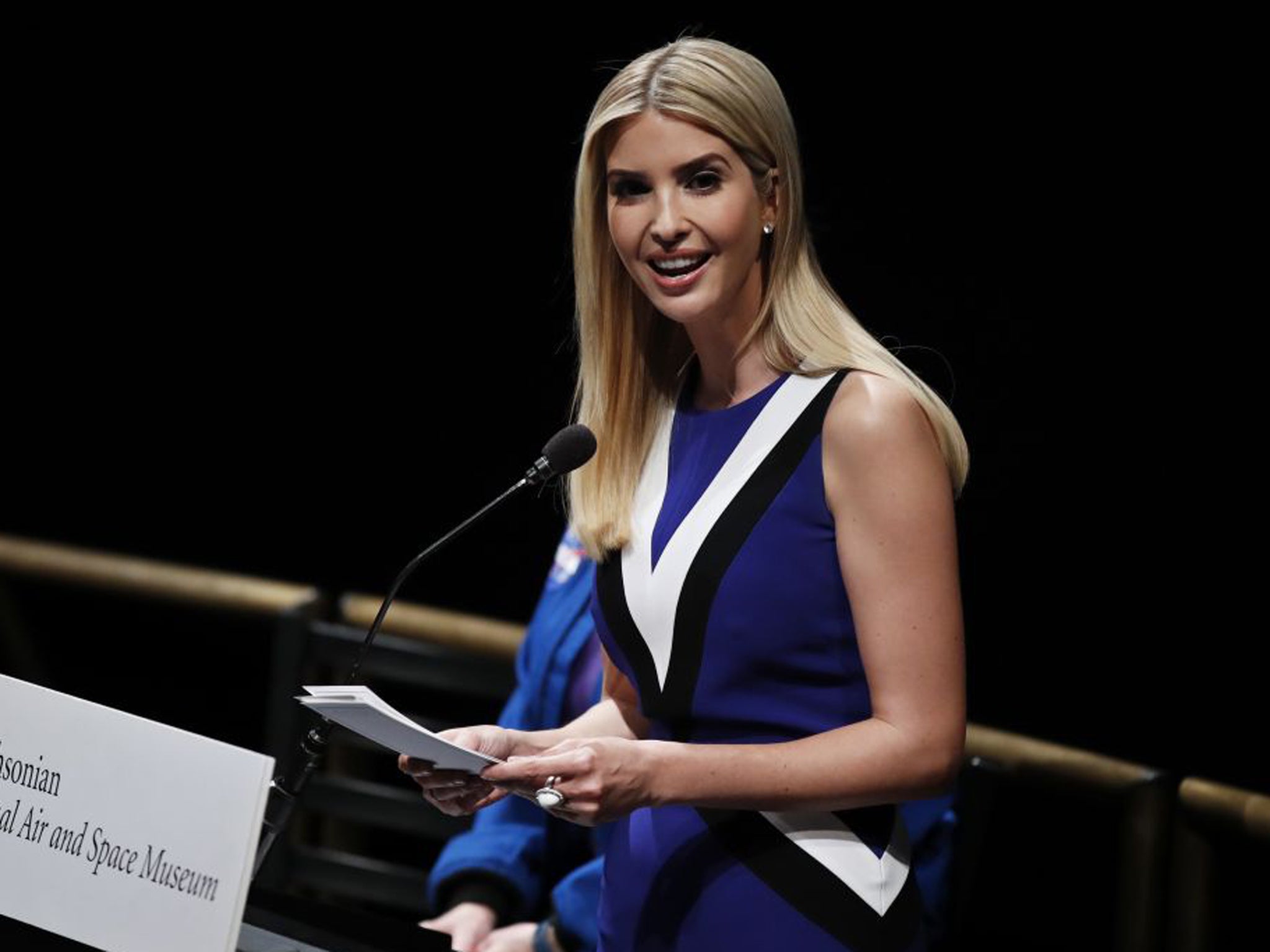 Ivanka Trump speaks at the Smithsonian's National Air and Space Museum in Washington