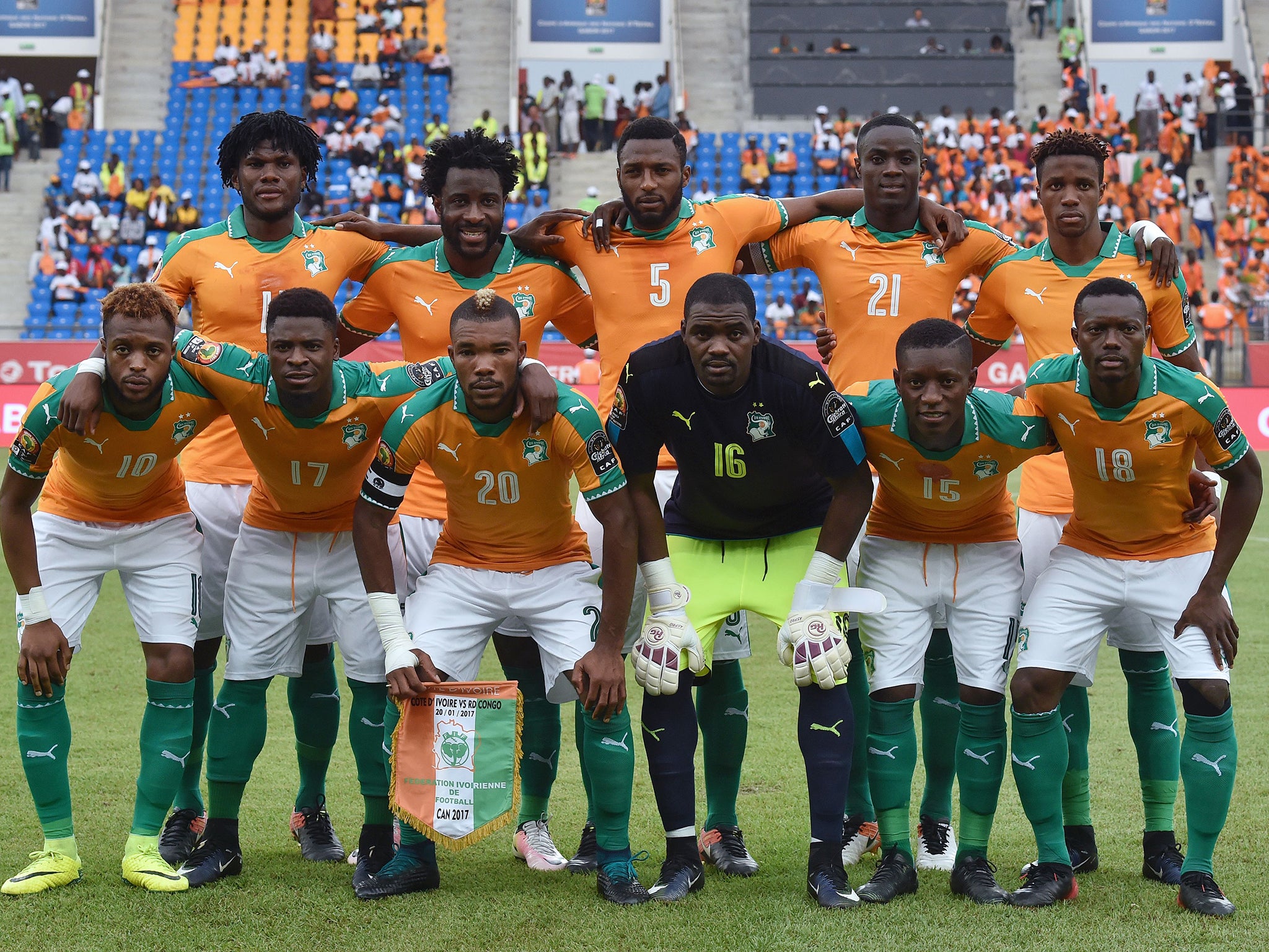 Zaha (top right) with his Cote d’Ivoire team-mates