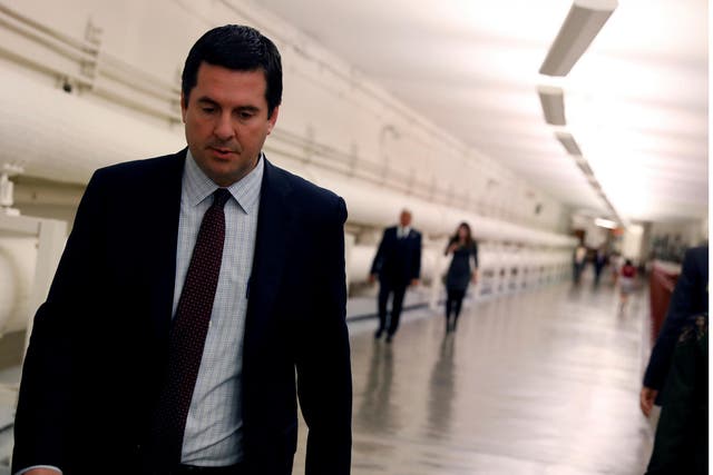 House Intelligence Committee Chairman Devin Nunes leaves the House floor on Capitol Hill in Washington