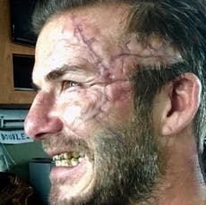 David Beckham shares King Arthur make-up photo