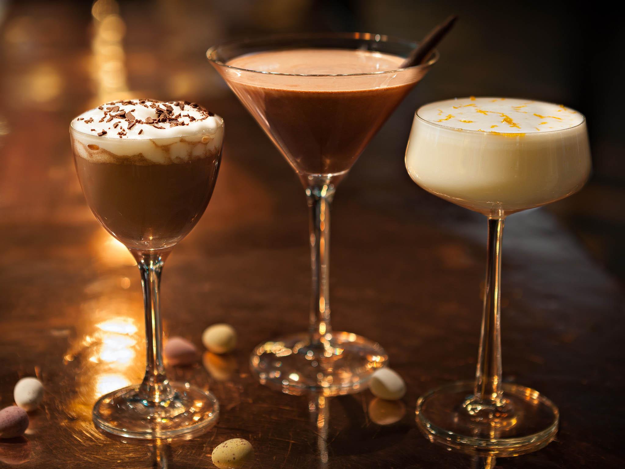 Triple whammy: The White Rabbit, Chocolate Martini, and Maltease cocktails