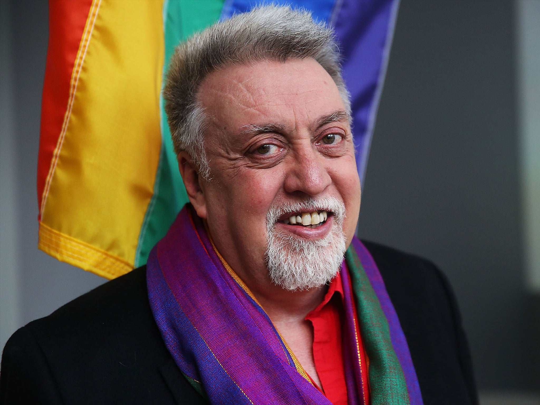 Rainbow Flag Creator Gilbert Baker poses at the Museum of Modern Art in New York in 2016