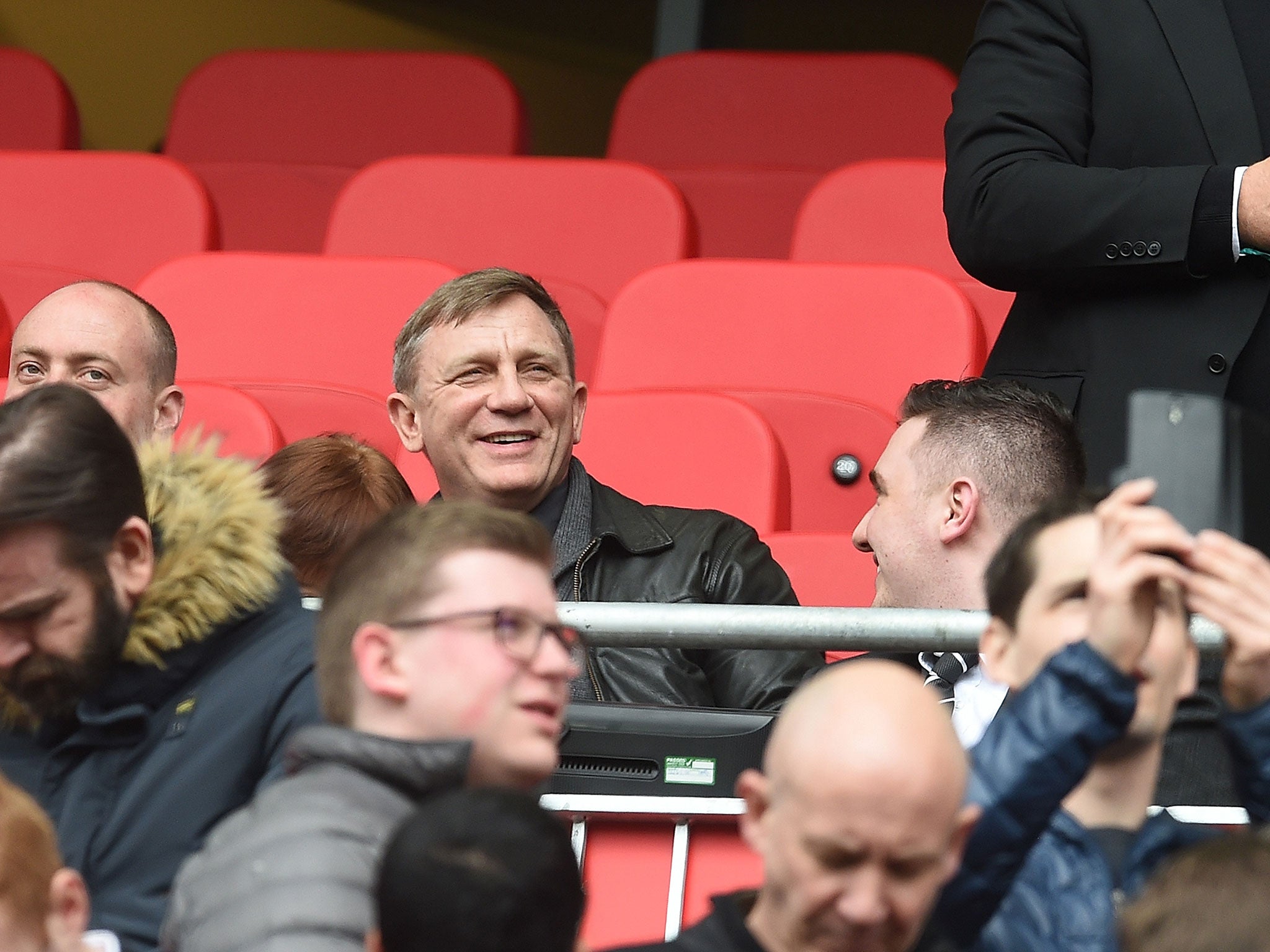 James Bond actor Daniel Craig watched on from the stands at Anfield