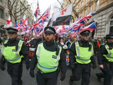 Police arrest 14 as rival groups clash at Britain First-EDL protest 