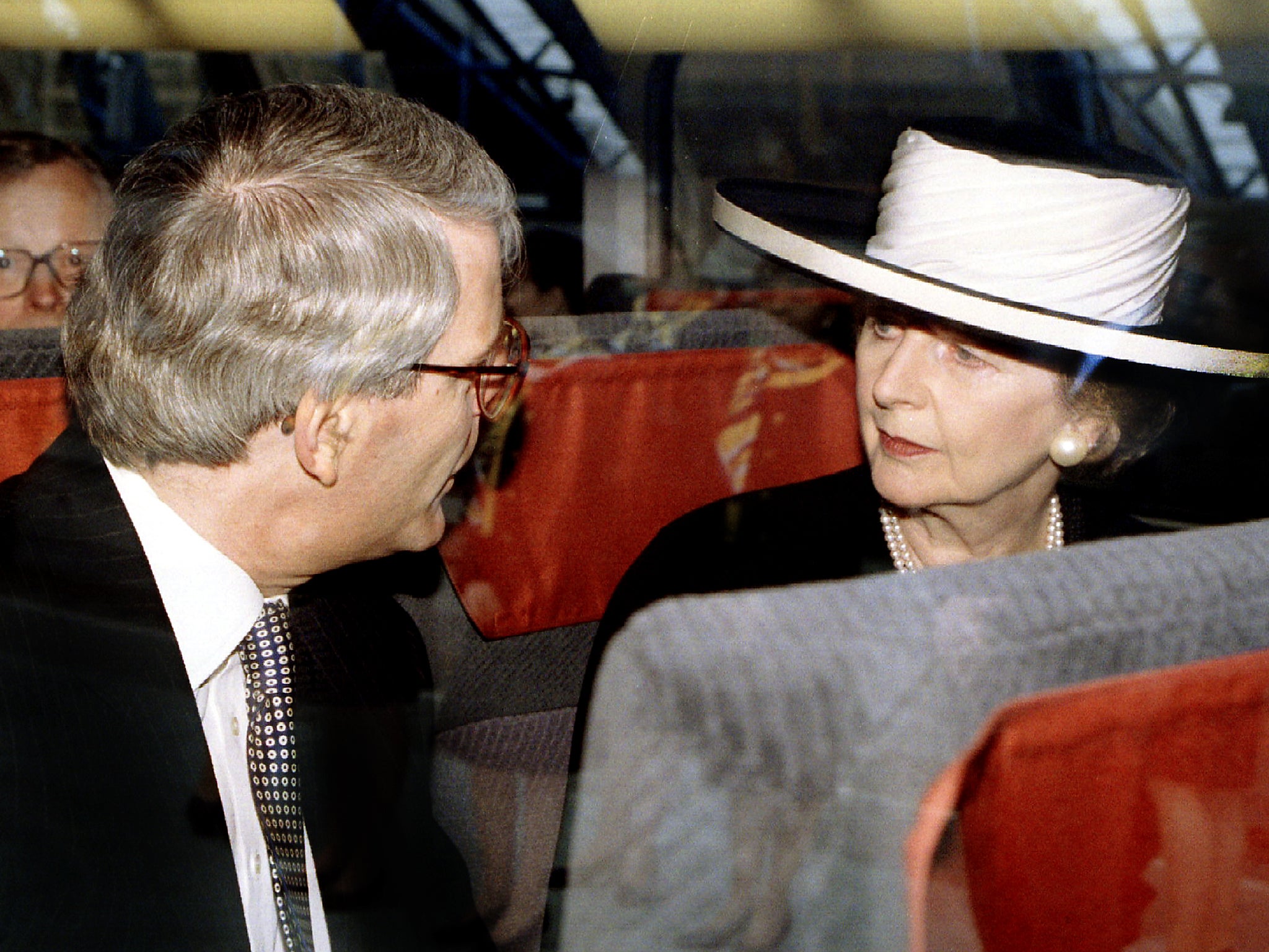 John Major and Margaret Thatcher on the inaugural Eurostar crossing in 1994, when the tunnel opened after 200 years of objections and fears had been overcome