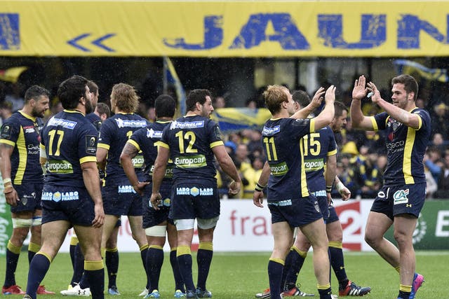 Clermont's players celebrate after the final whistle