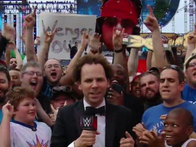 A Wenger Out banner stole the show at Wrestlemania