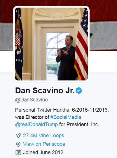 Scavino's missdirected Twitter bio