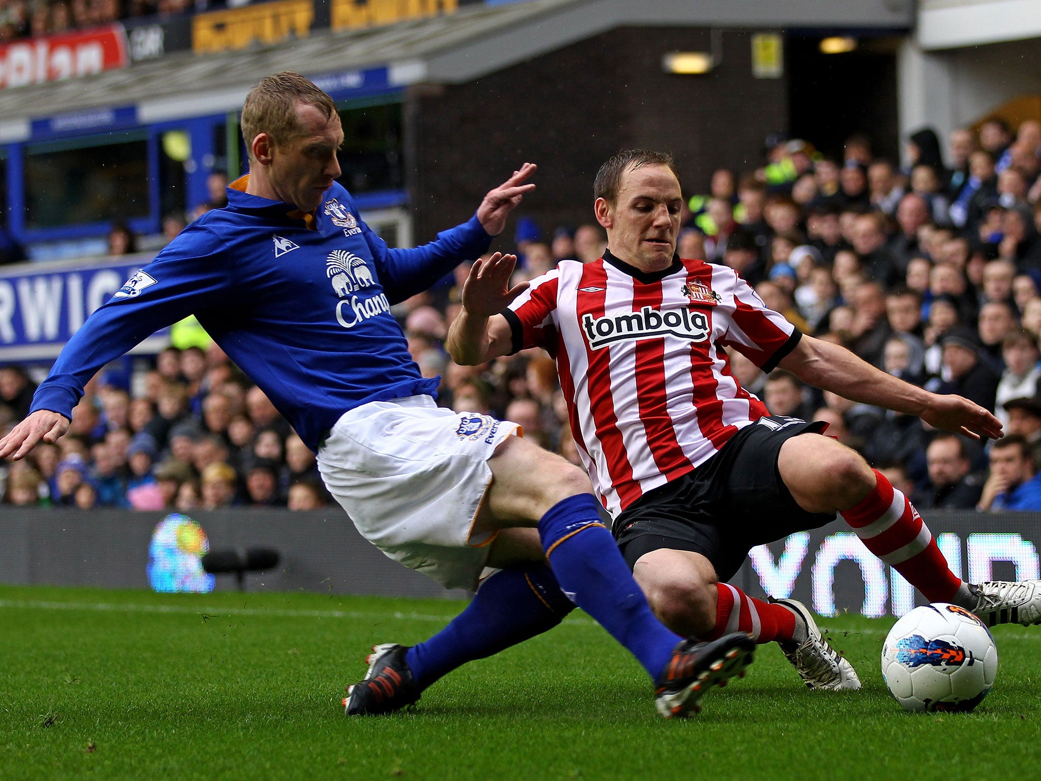 Tony Hibbert in action for Everton, April, 2012