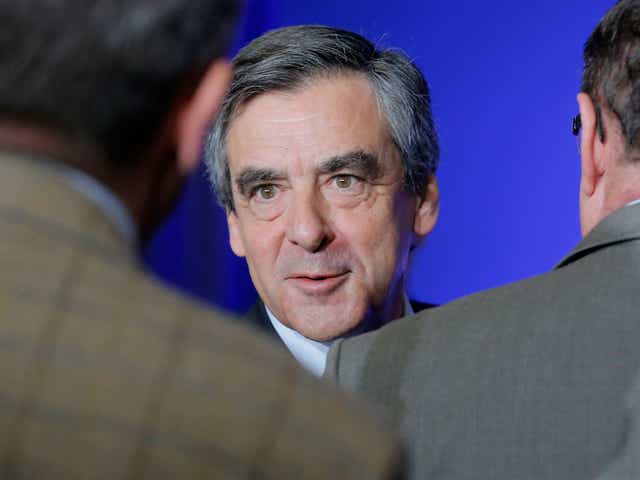 French conservative presidential candidate Francois Fillon arrives for a speech on defense policy in Paris, France on 31 March