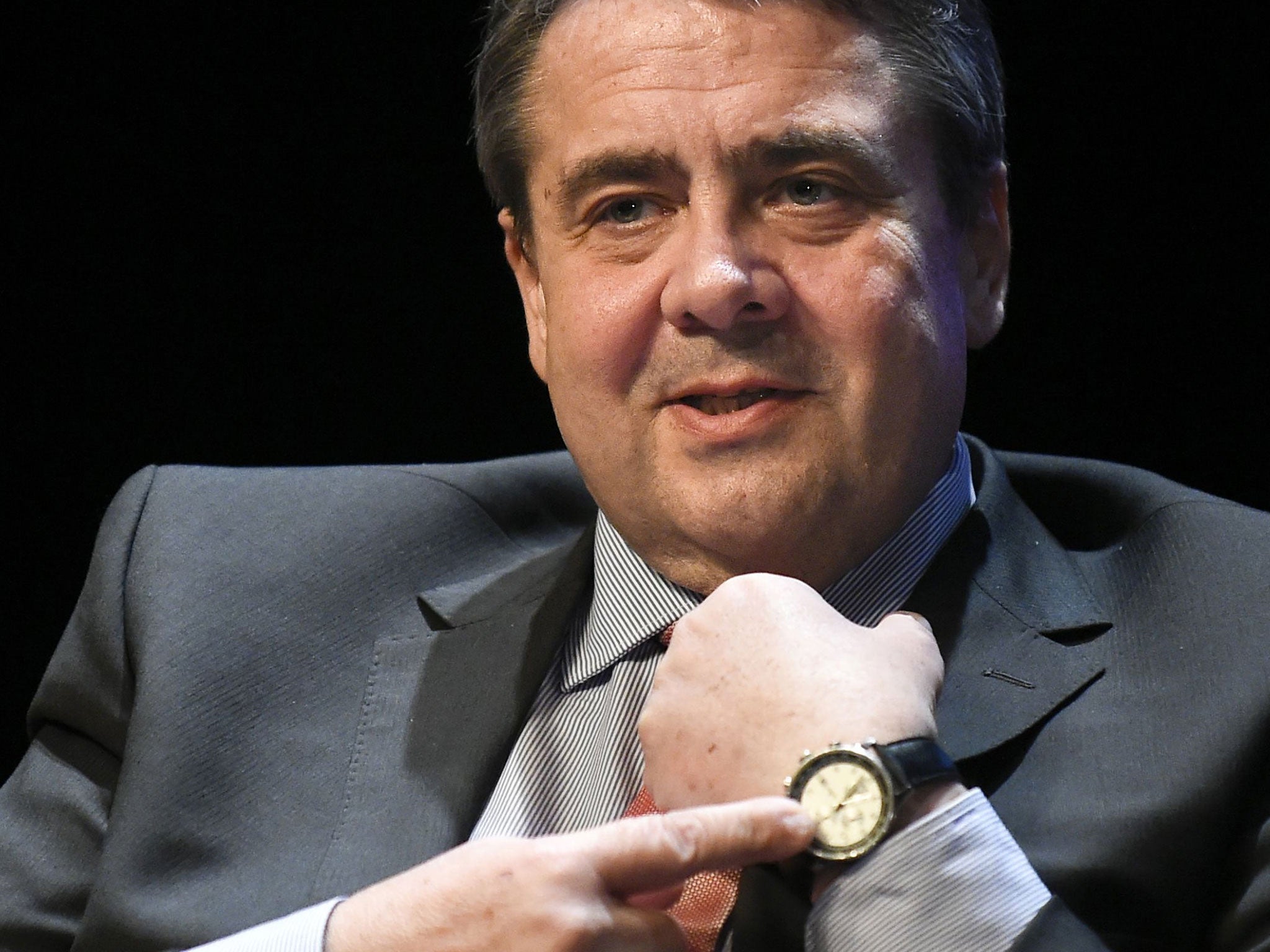 German Foreign Minister Sigmar Gabriel speaks during a public debate on the future of Europe on 3 April