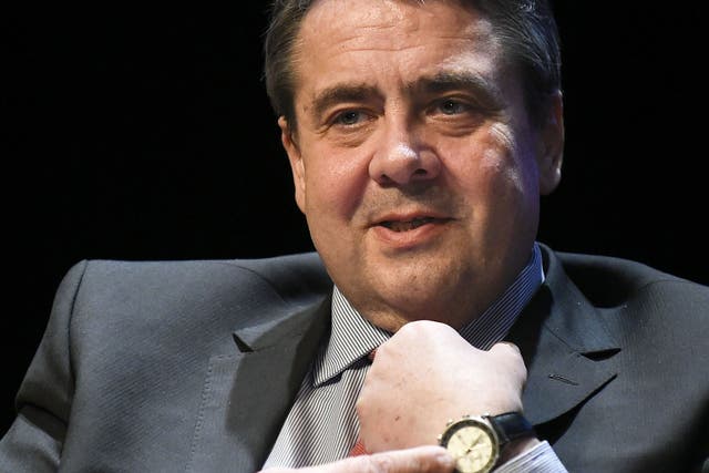 German Foreign Minister Sigmar Gabriel speaks during a public debate on the future of Europe on 3 April