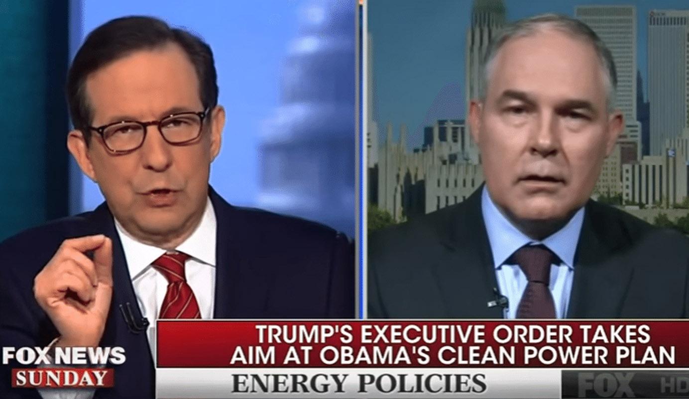 Fox host Chris Wallace, left, grills Environmental Protection Agency chief Scott Pruitt, right