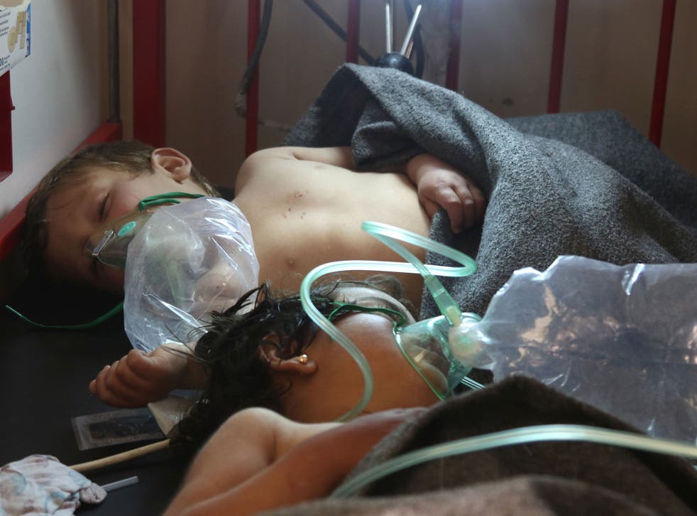 Syrian children receive treatment following a suspected gas attack in Khan Sheikhoun, a rebel-held town in the northwestern Syrian Idlib province, on 4 April