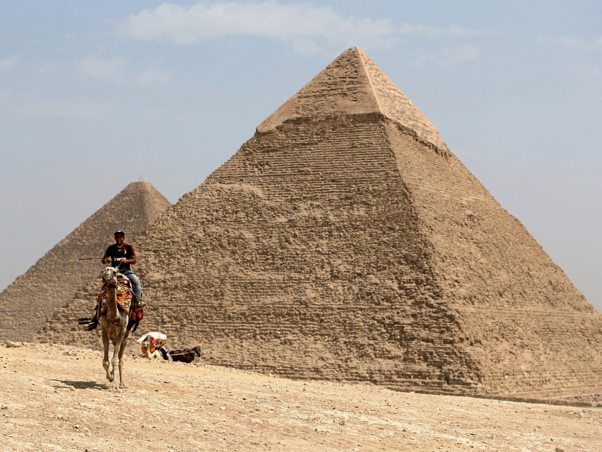 The Great Giza pyramids on the outskirts of Cairo