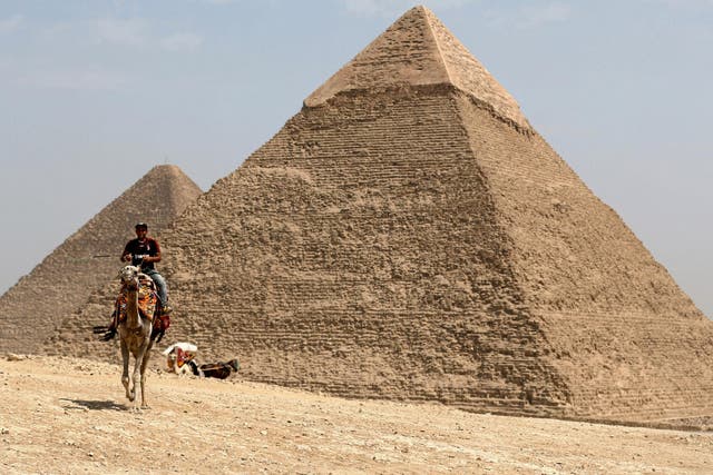 The Great Giza pyramids on the outskirts of Cairo
