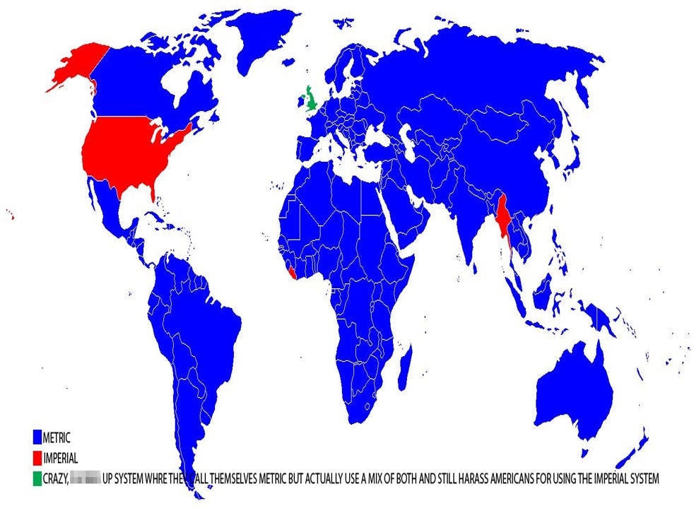 Countries That Use Metric System Map