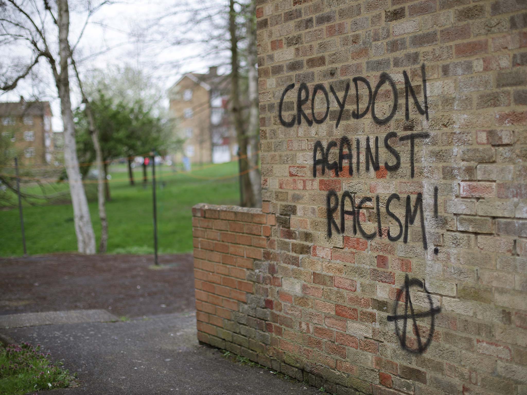 Graffiti near the scene of the attack in Croydon