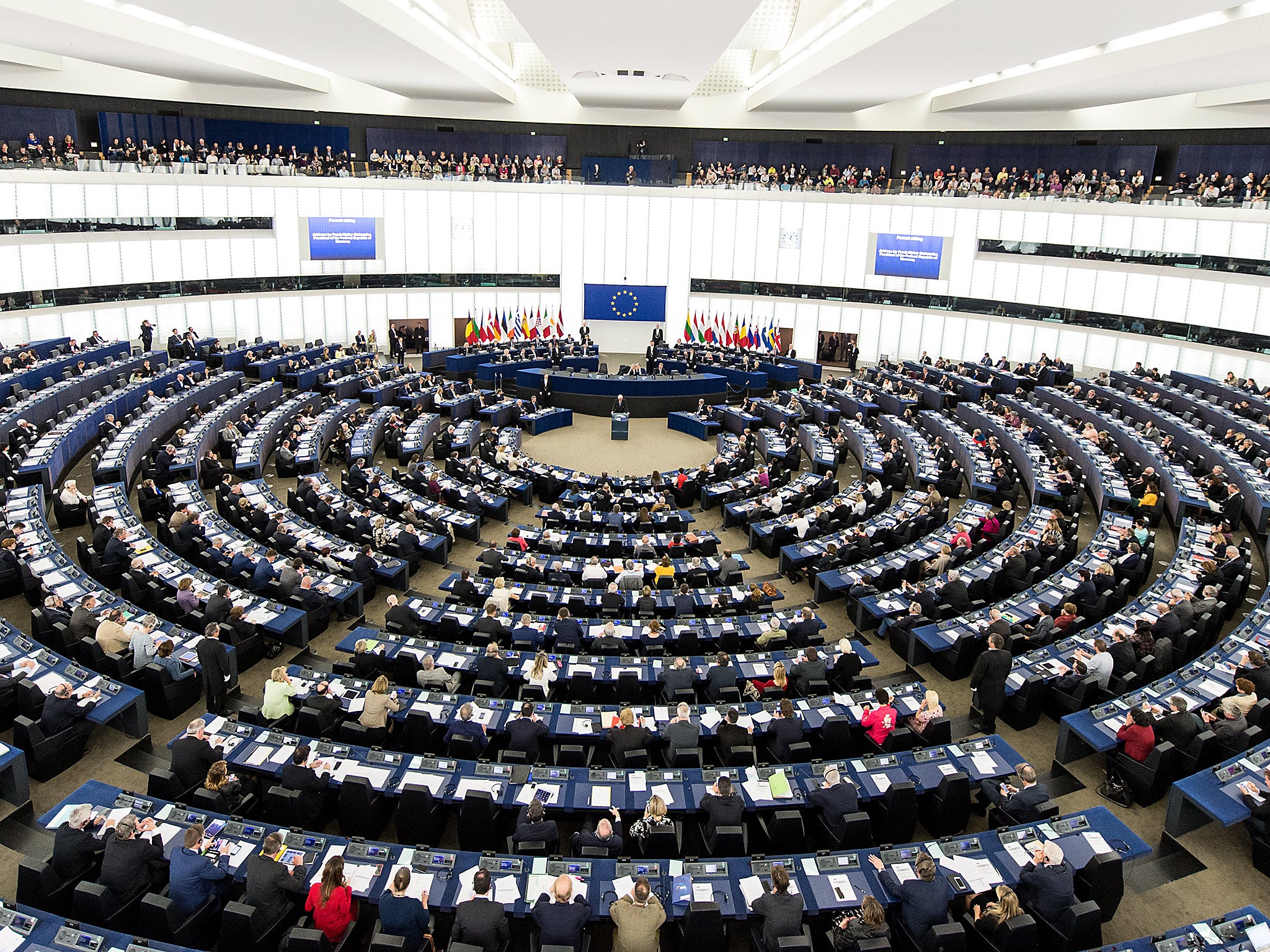 The European Parliament chamber in Strasbourg