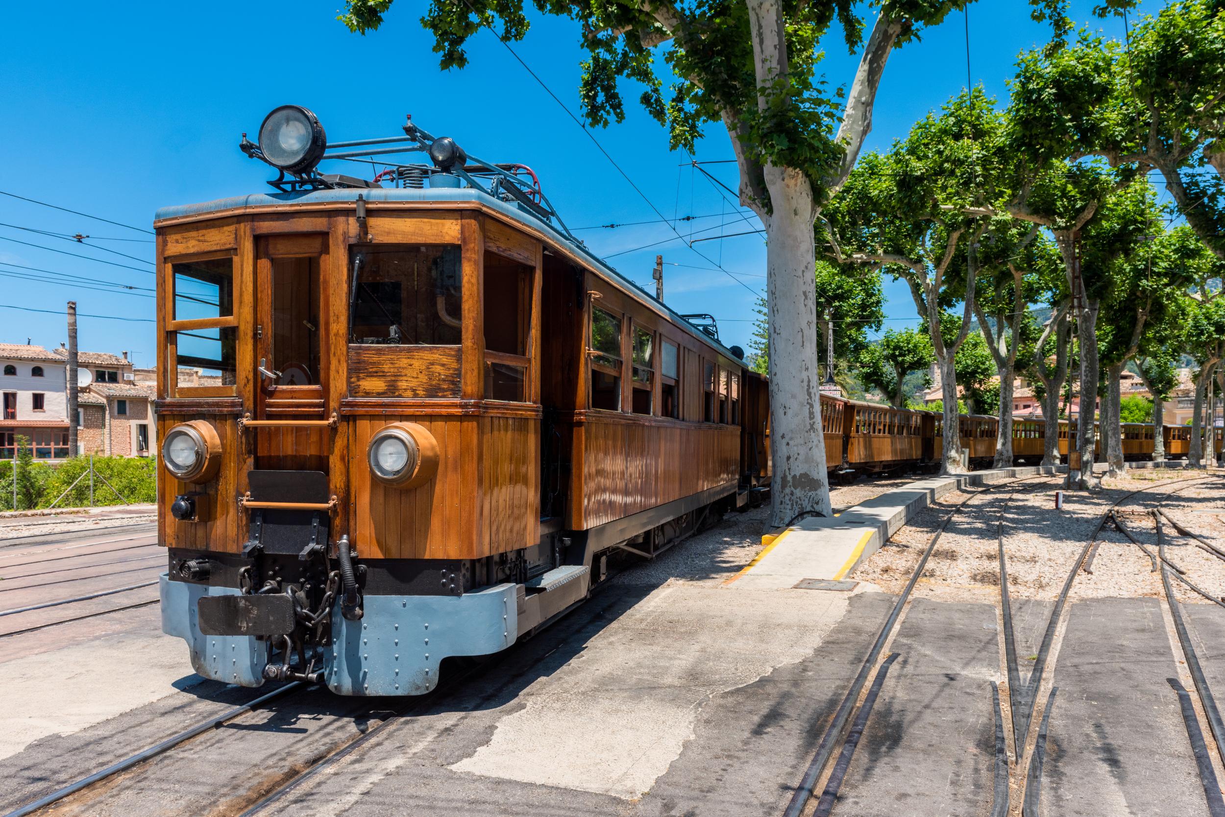 The vintage Soller train takes passengers on a scenic route from Palma