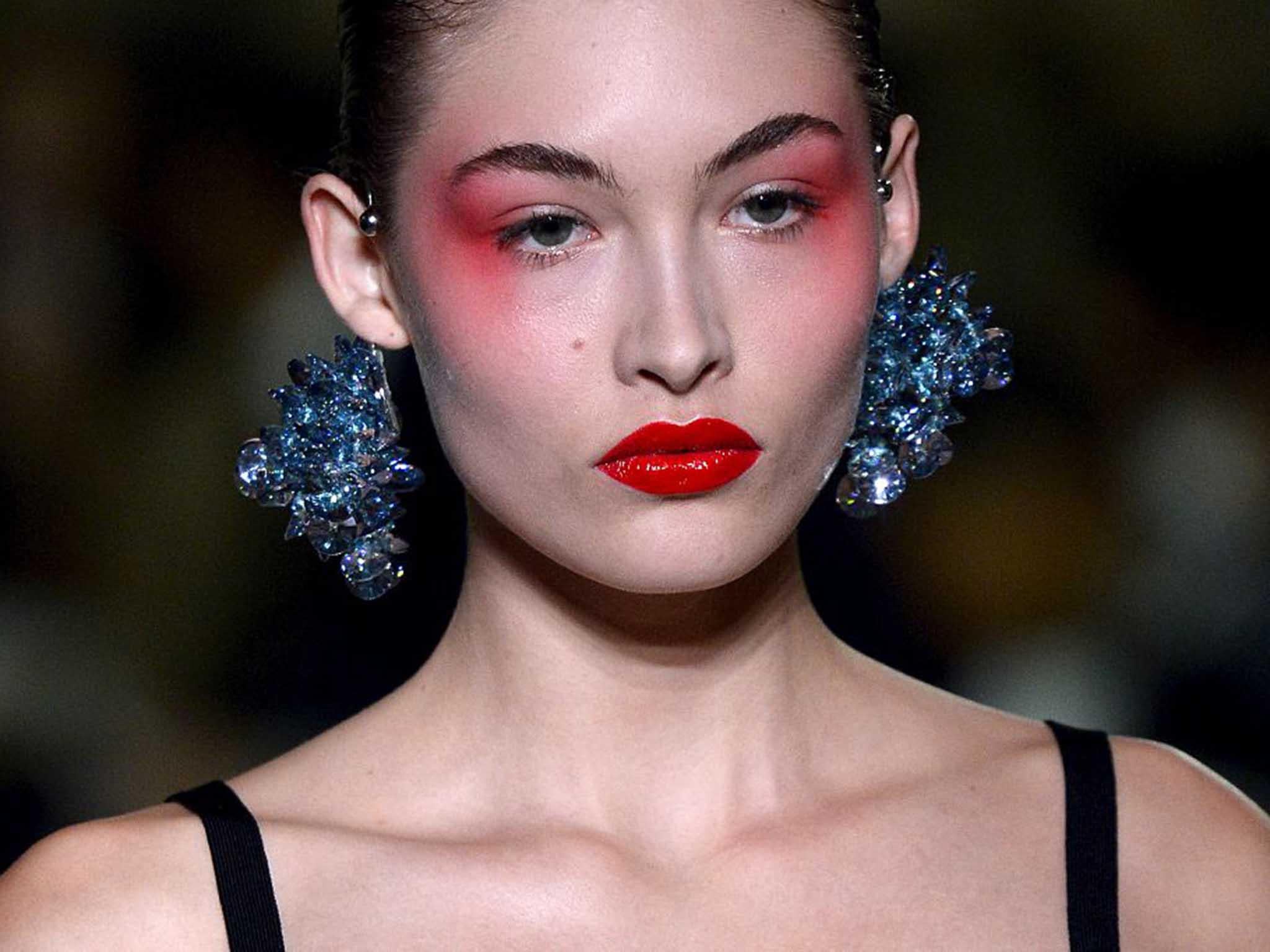 At Kenzo, blush was draped across the cheekbones and temples