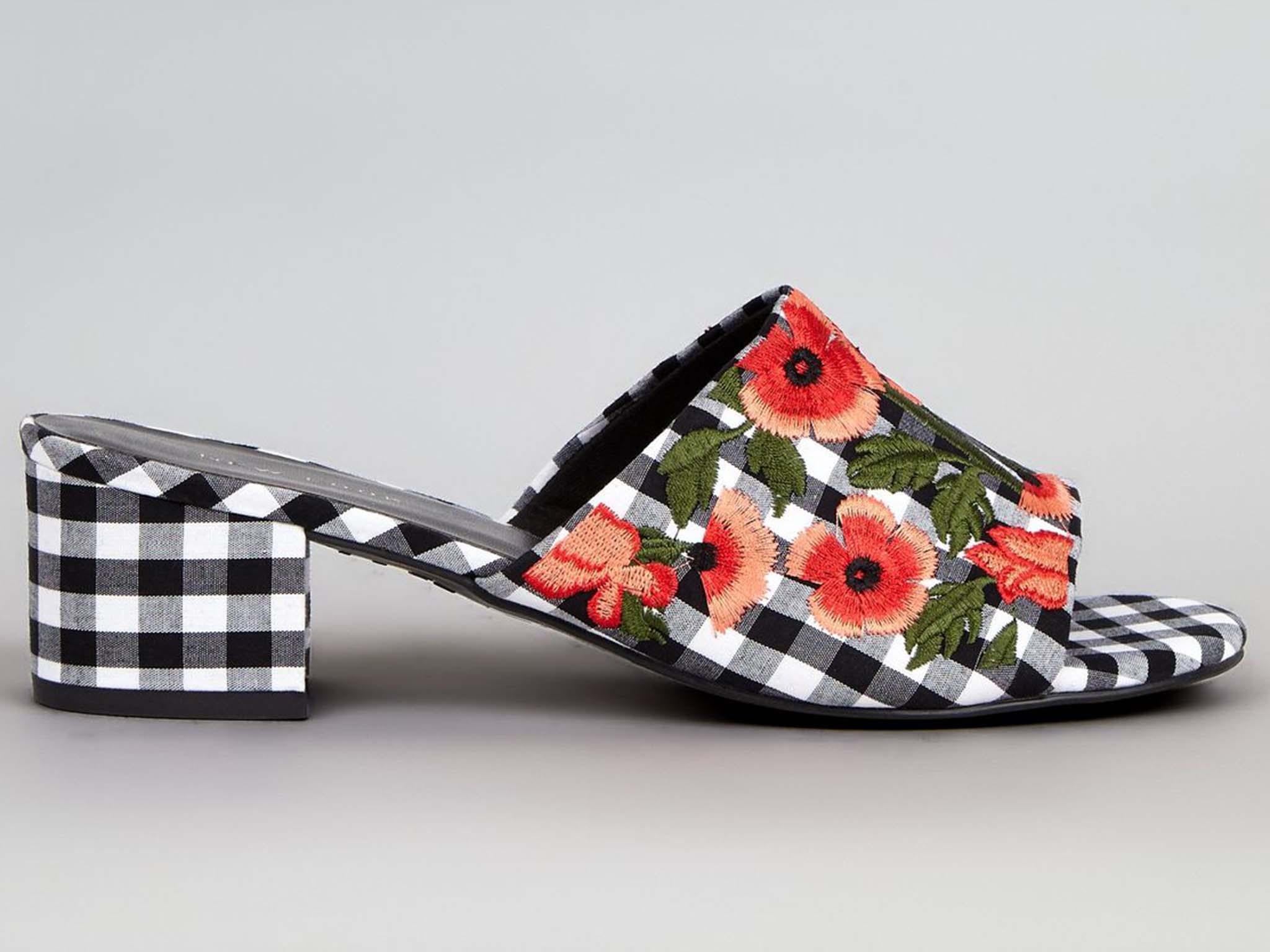 Gingham Floral Embroidered Mules, £25.99, New Look