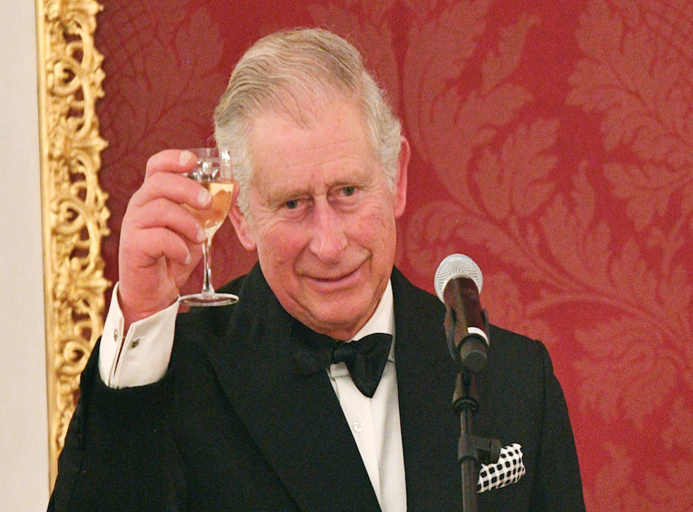 Prince Charles makes a toast during the three-country tour