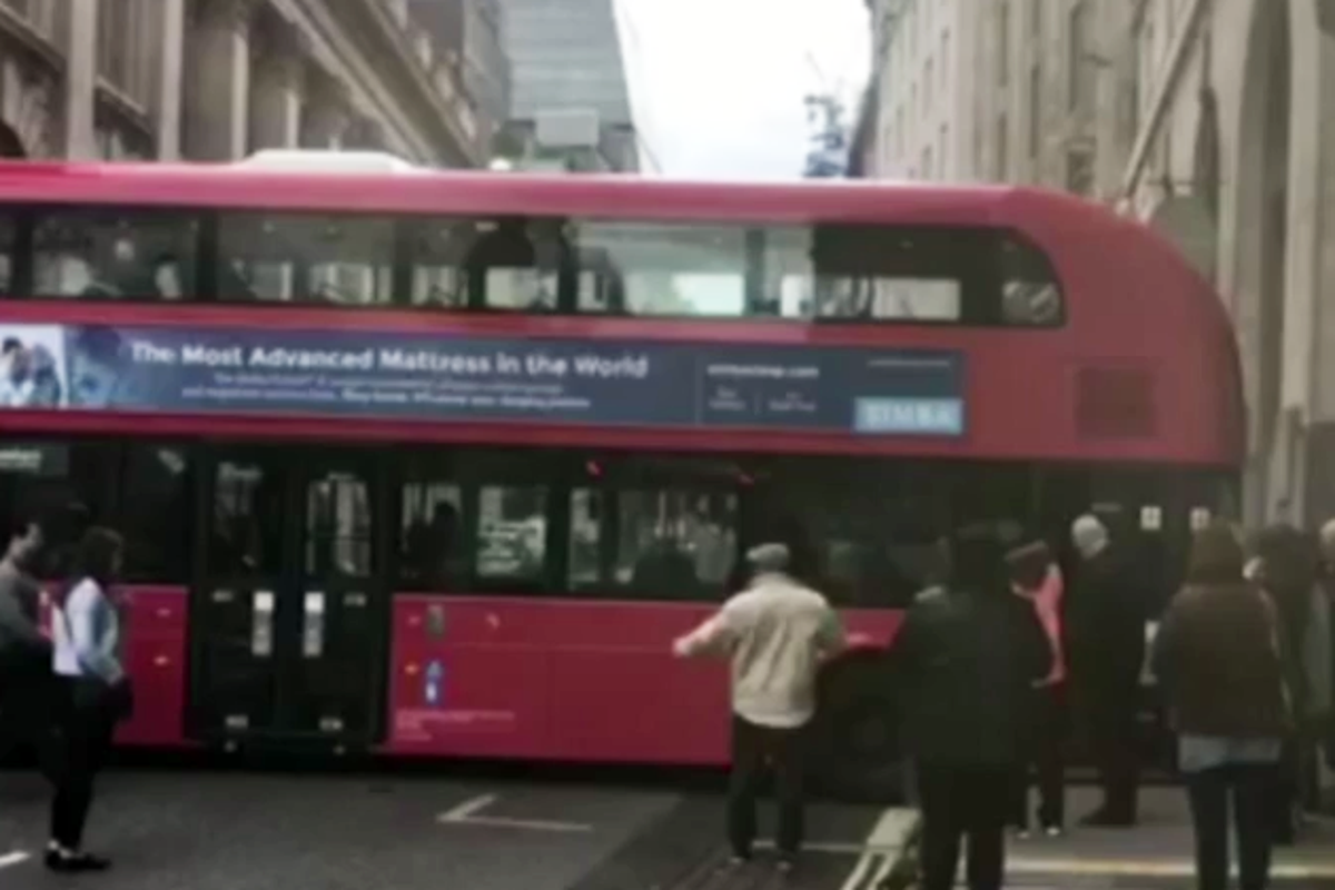 Bus wedged across street in London 'like scene from Austin Powers'