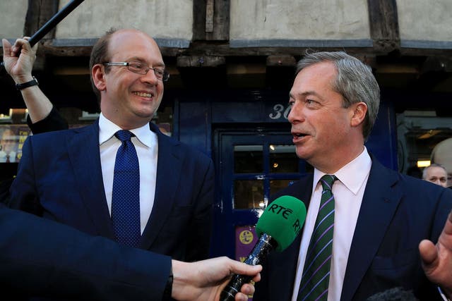 Happier times: Mark Reckless (L) and then-Ukip leader Nigel Farage pictured in April 2015