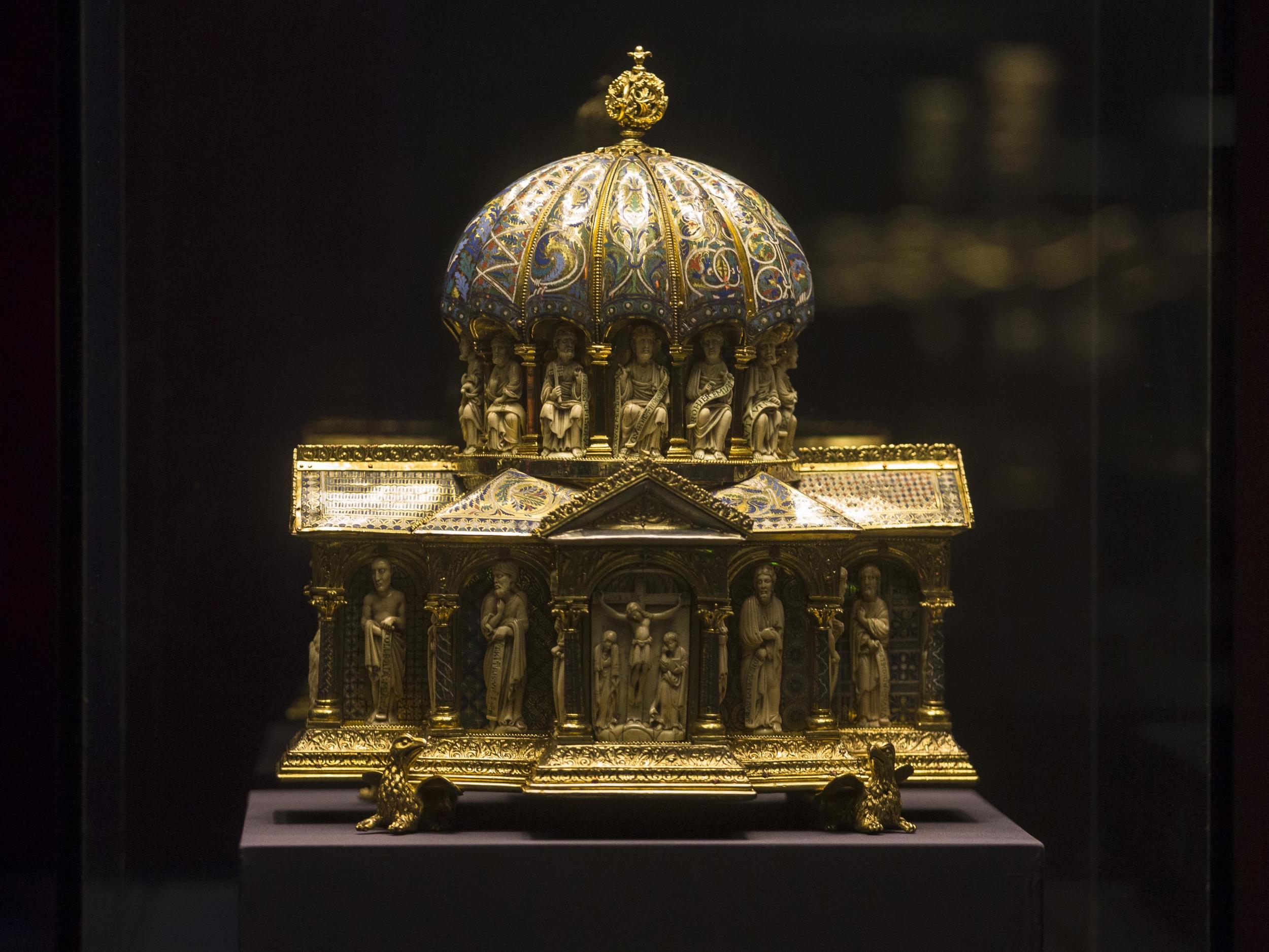 The 13th century medieval Dome Reliquary of the Welfenschatz displayed at the Bode Museum in Berlin
