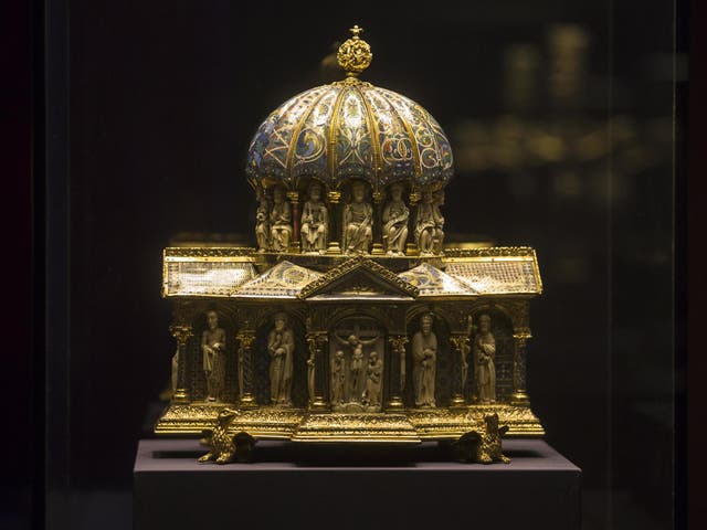 The 13th century medieval Dome Reliquary of the Welfenschatz displayed at the Bode Museum in Berlin